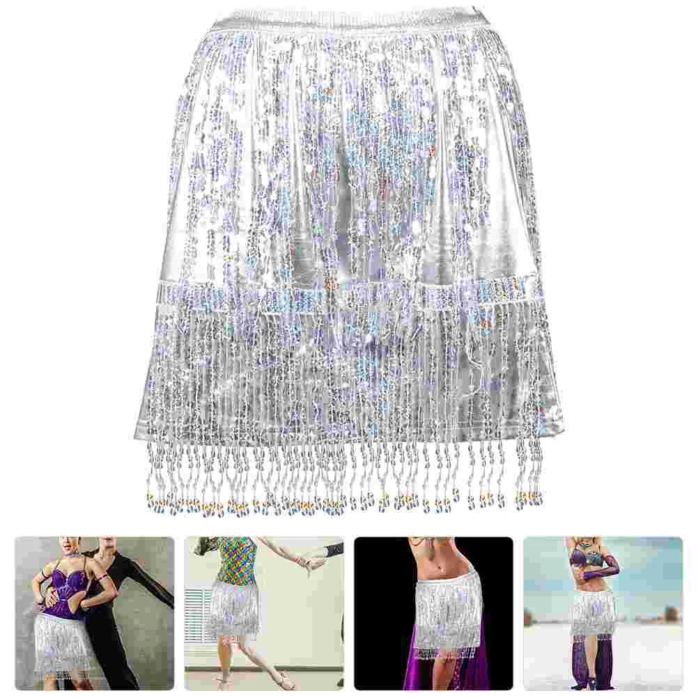 

Belly Dance Skirt Sparkly Skirts Sequin Fringe Latin Tassel Shiny Costumes Glitter Girl