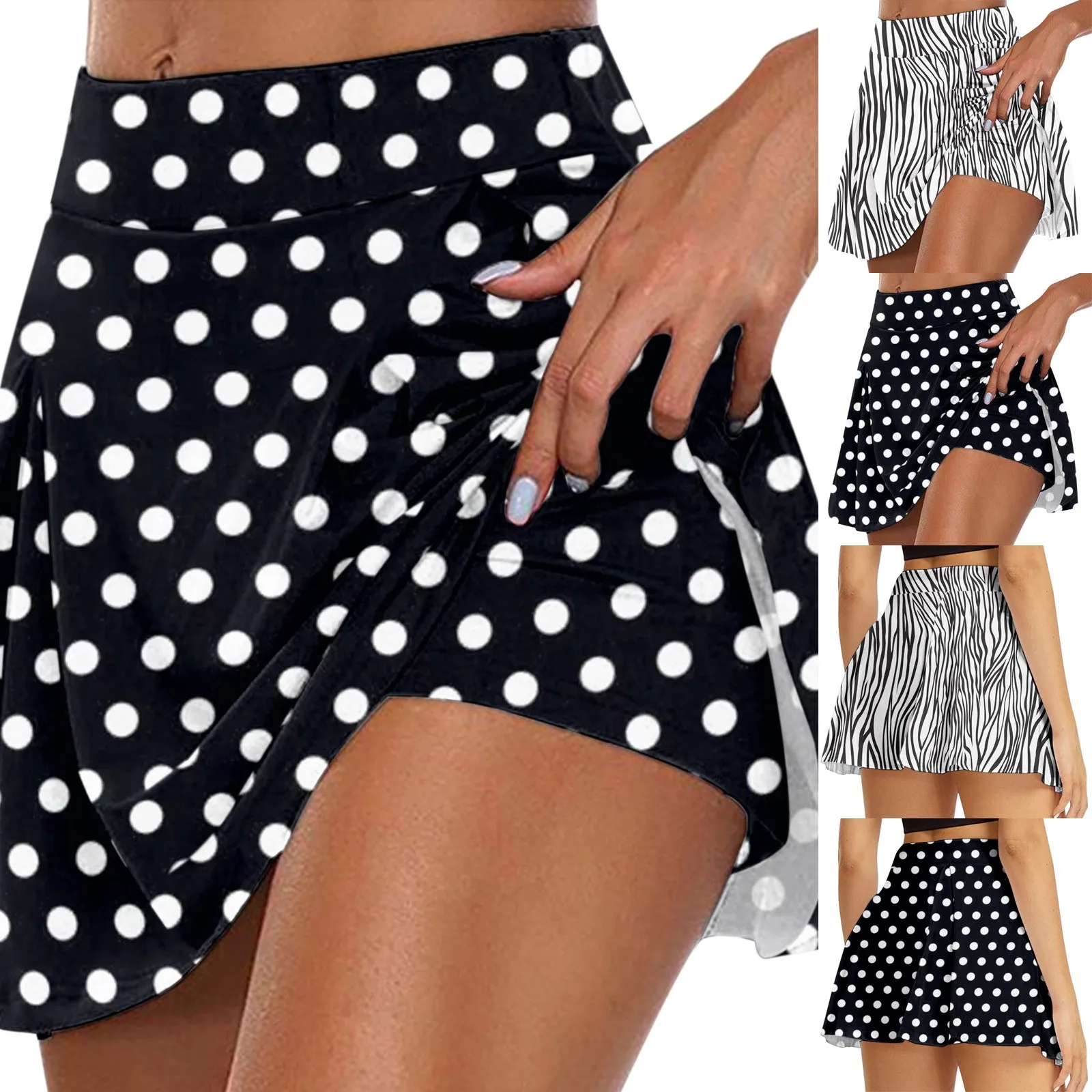 

Women Polka Dots Print Sports Dance Fitness Skirt Female Tennis Running Skort Skirt Active Athletic Yoga Fitness Skirts