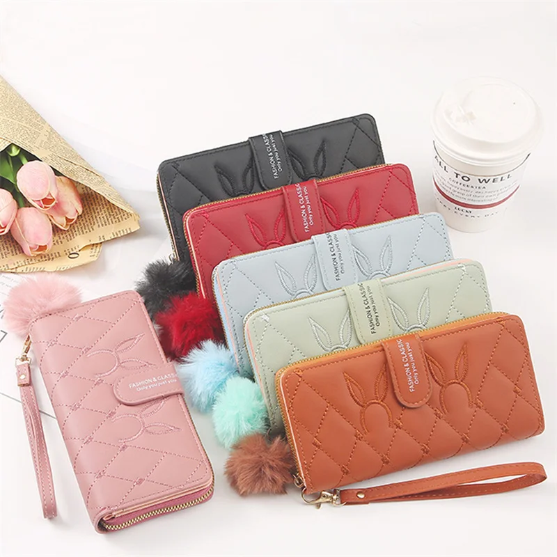 Long Women's Wallet Female Purses Tassel Coin Purse Card Holder Wallets Double Zipper Pu Leather Clutch Luxury Money Phone Bag