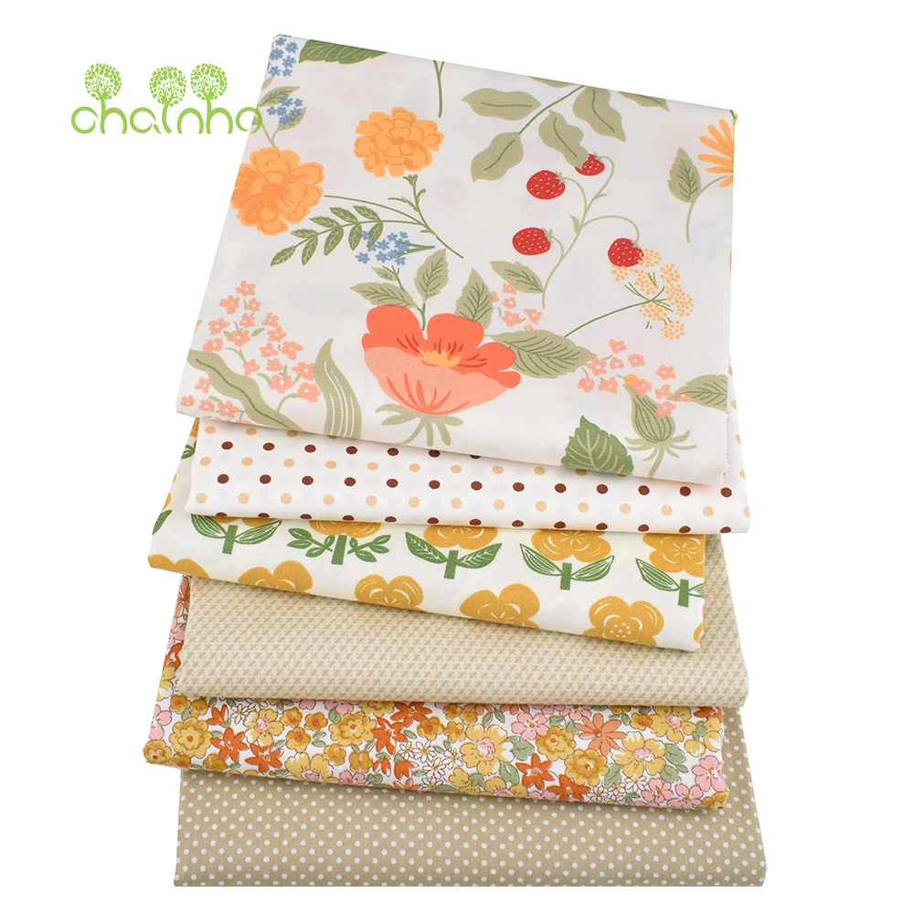 

Chainho,Ginger Color Printed Twill Cotton Fabric,Patchwork Clothes,DIY Sewing Quilting Home Textiles Material For Baby &Children