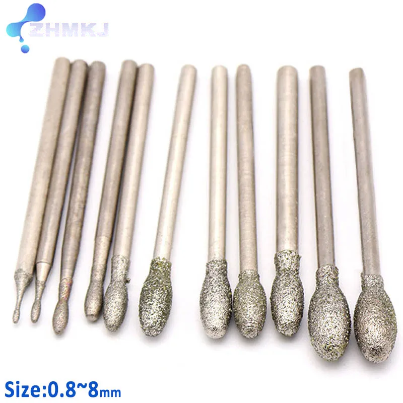 

Oval Diamond Grinding Head Burrs Bits 2.35/3mm Shank For Dremel Rotary Jade Stone Carving Polishing Engraving Tool Accesories