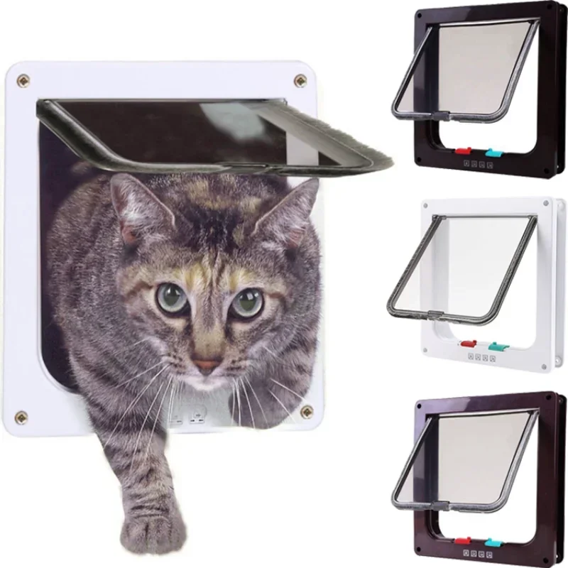 

Комплект 4-х ходовых замков для кошек и собак, пластиковые ворота с откидной крышкой, для котят, маленьких кошек