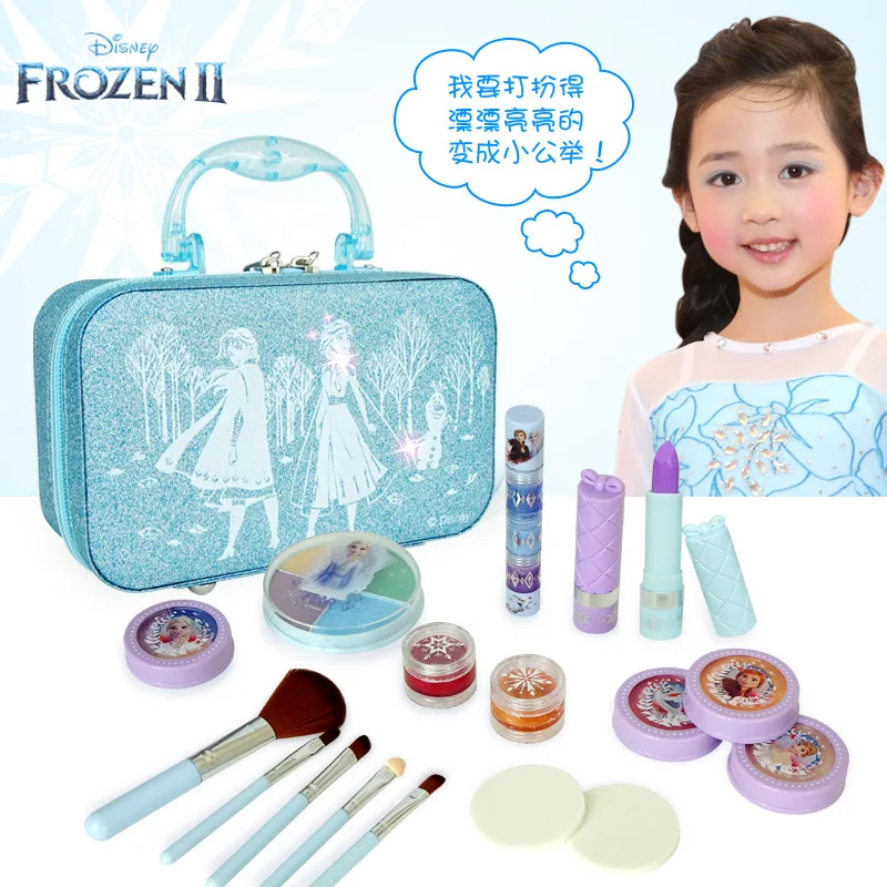

Disney Kids frozen Cosmetics real Makeup Girls Cosmetic Bag Show Set Birthday Gift Toys