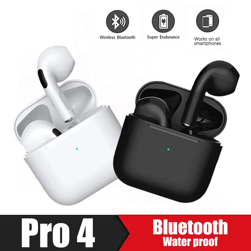 

Pro 4 TWS Wireless Earbuds Bluetooth Headphon With Charing Box Mic Handsfree Rename GPS Location NEW Headsets For Apple Xiaomi