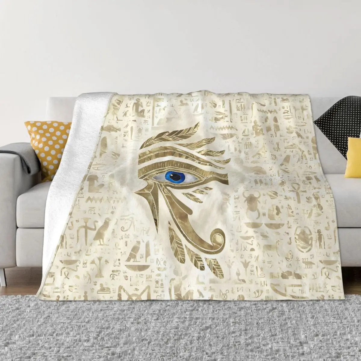 

Одеяло из фланели с изображением Древнего Египта глаз хора, Золотое и Жемчужное портативное домашнее покрывало