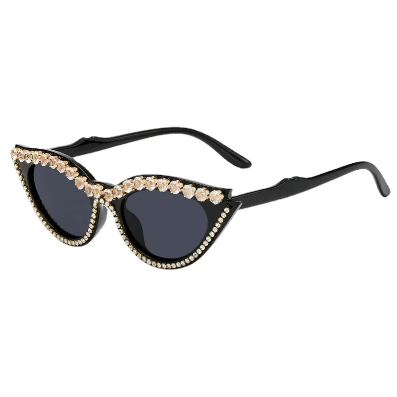 

2023 Luxury Brand Famous Brand Sunglasses Female Fashion Personality Small Box Cat's Eye Diamond Sunglasses
