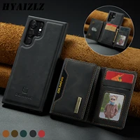 luxury detachable card bags leather cover for galaxy s22 ultra s21fe s20 plus note 20 wallet phone case with kickstand capa