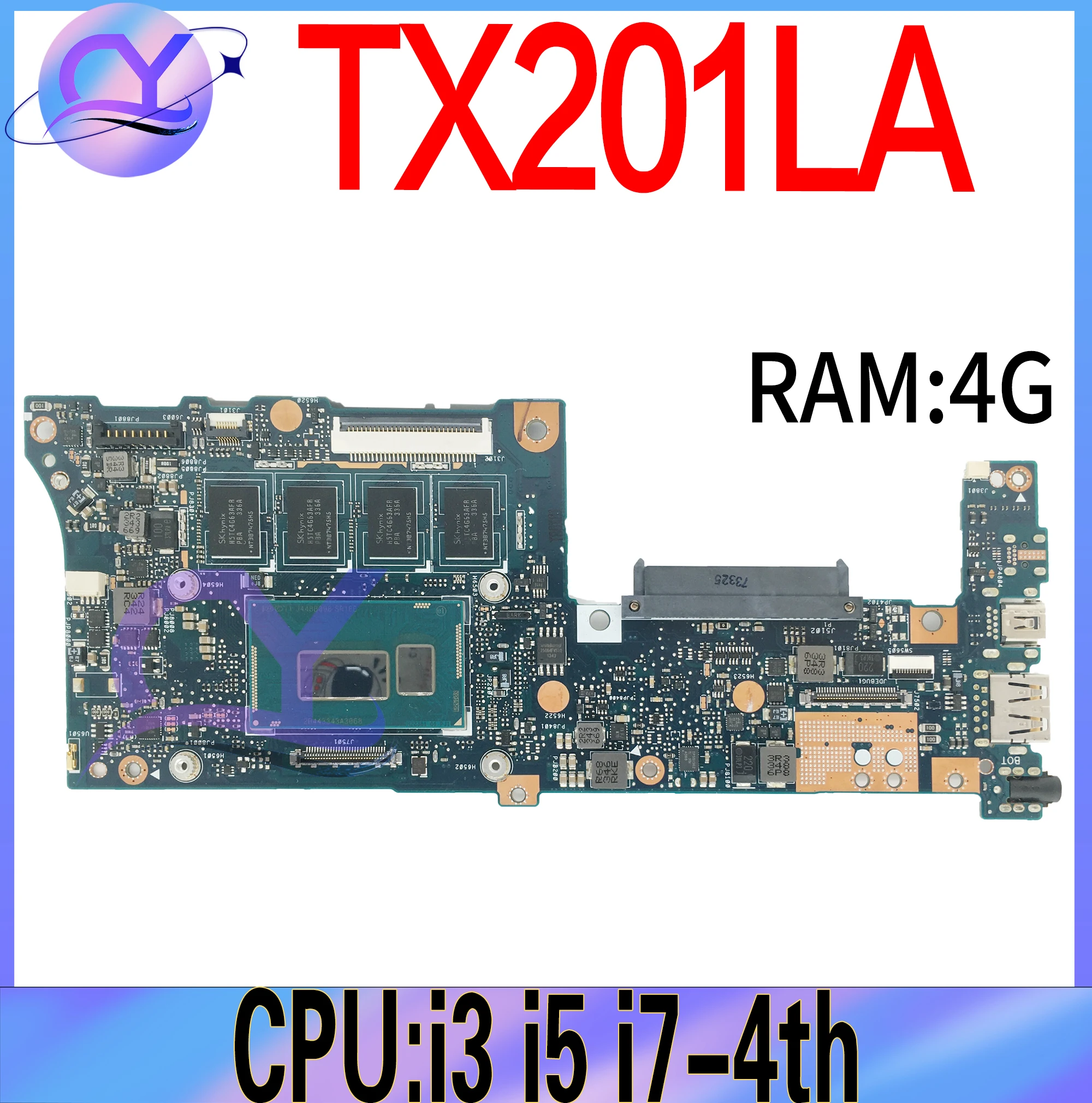 

TX201LA Laptop Motherboard For ASUS Transformer Book Trio TX201L Notebook Mainboard With I3 I5-4th I7-4500U 4GB 100% Test Well