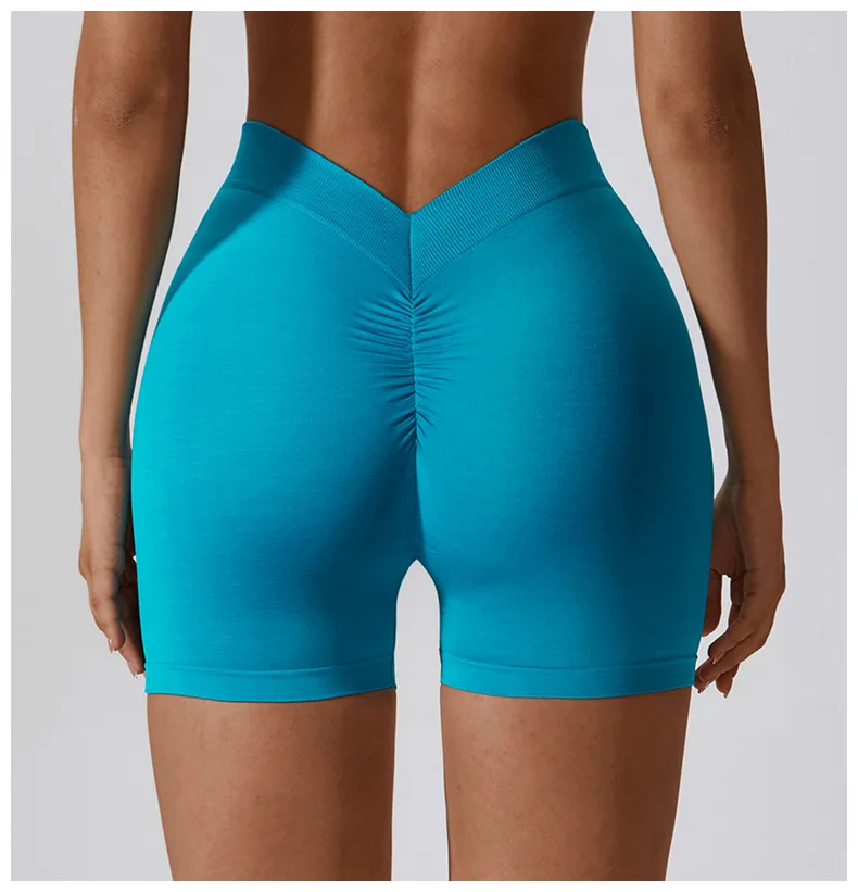 V Back Seamless Scrunch Butt Shorts Women Summer Gym Wear Workout Gym Tights Push Up Yoga Shorts Fitness Cycling Shorts