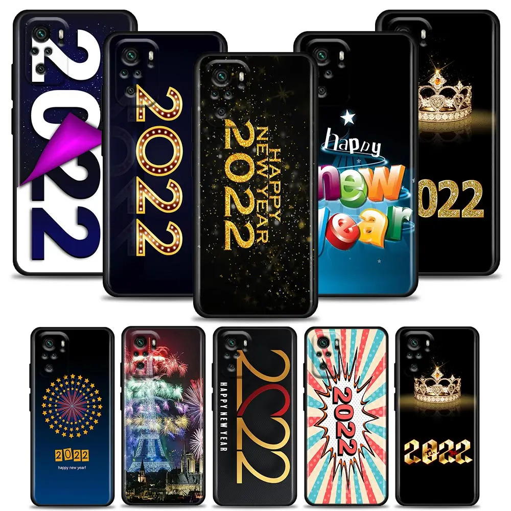 

2022 Happy New Year Phone Case for Redmi 10 9 9A 9C 9i Case K20 K30 K40 Plus Note 10 11 Pro Soft Silicone Cover