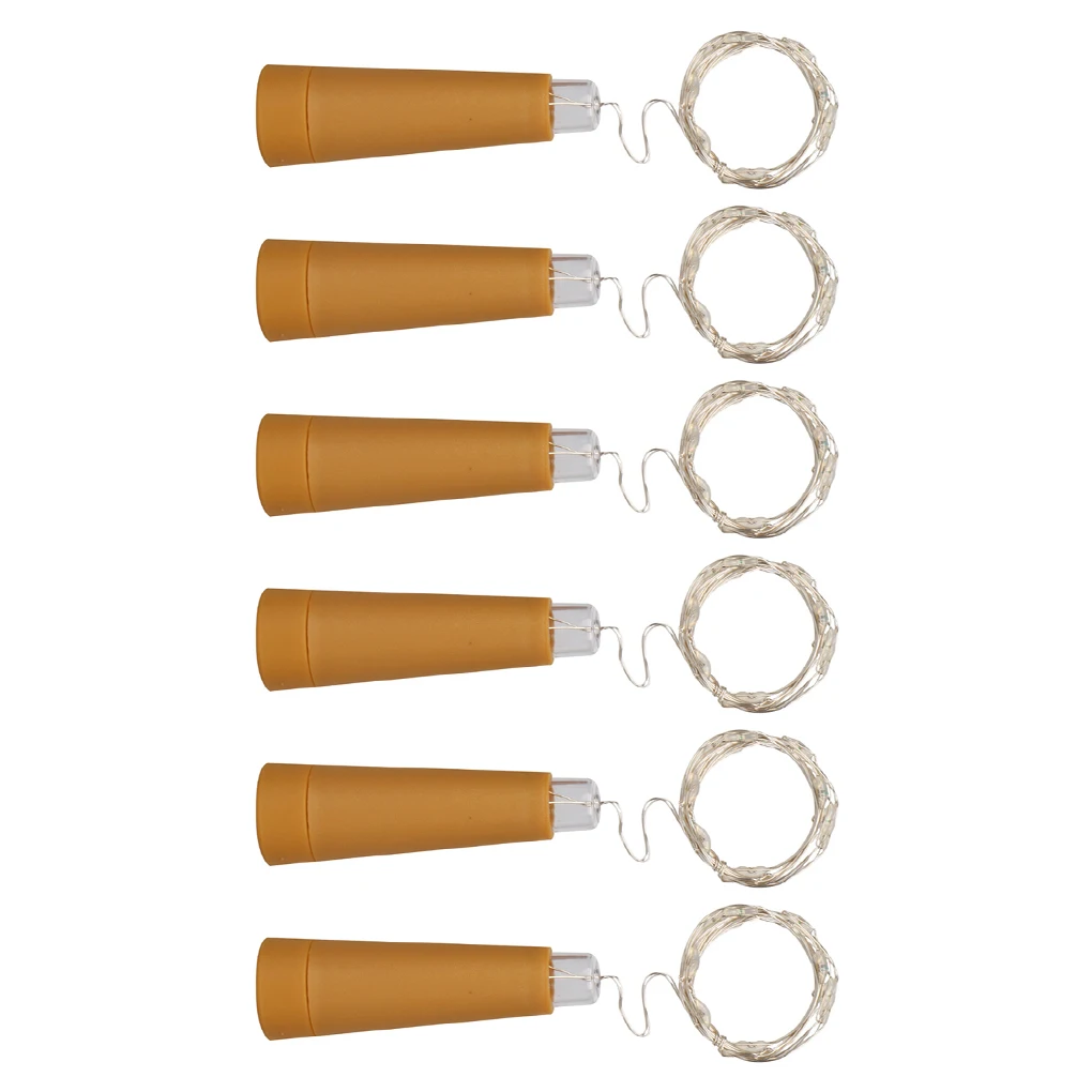 

6PCS Wine Bottle String Light Decorative Cork Lamp Holiday Festival Atmospheres Copper Battery Operated Warm White Type 1