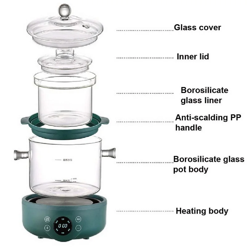 110 В/220 В автоматический горшок для здоровья стеклянный водонепроницаемый
