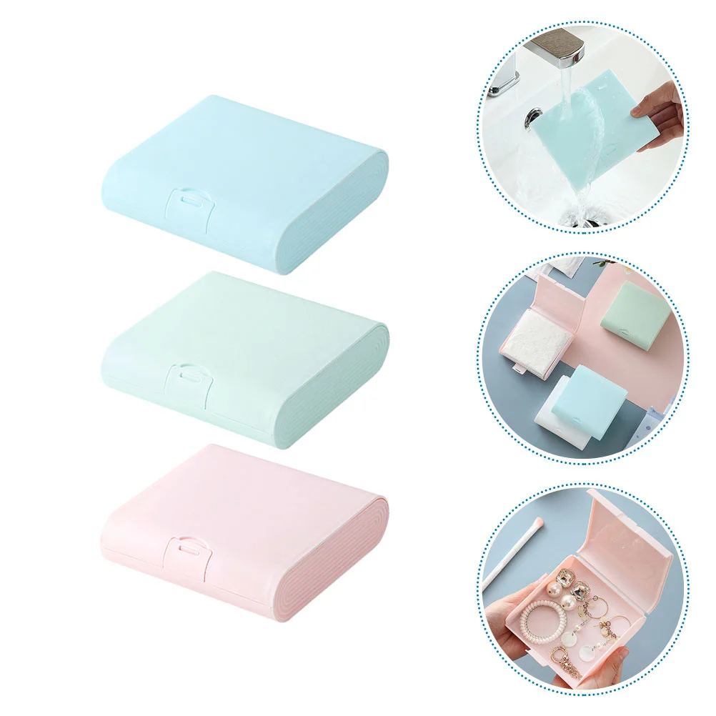 

3Pcs Portable Jewelry Box Square Sundry Case Masks Container Plastic Small Case