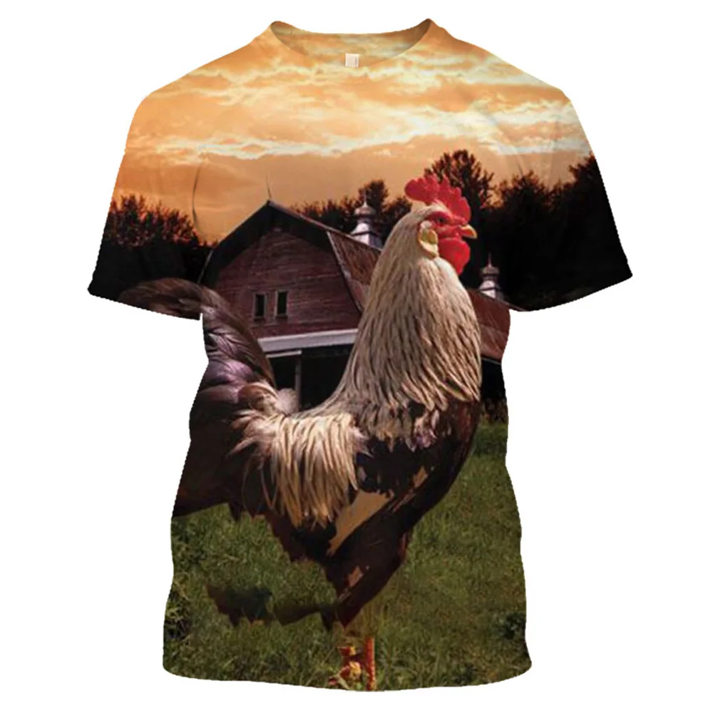 

CLOOCL Funny Men T-shirt Animal Rooster Graphic 3D Printed T-shirt Fashion Summer Short Sleeve O-Neck for Male Tops & Tees