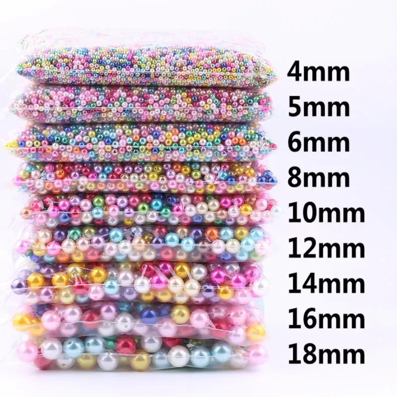 

Imitation Pearls Beads 4/5/6/8/10mm Mix Colors Round Spacer Beads with Holes for Jewellery Making Diy Handmade Accessories