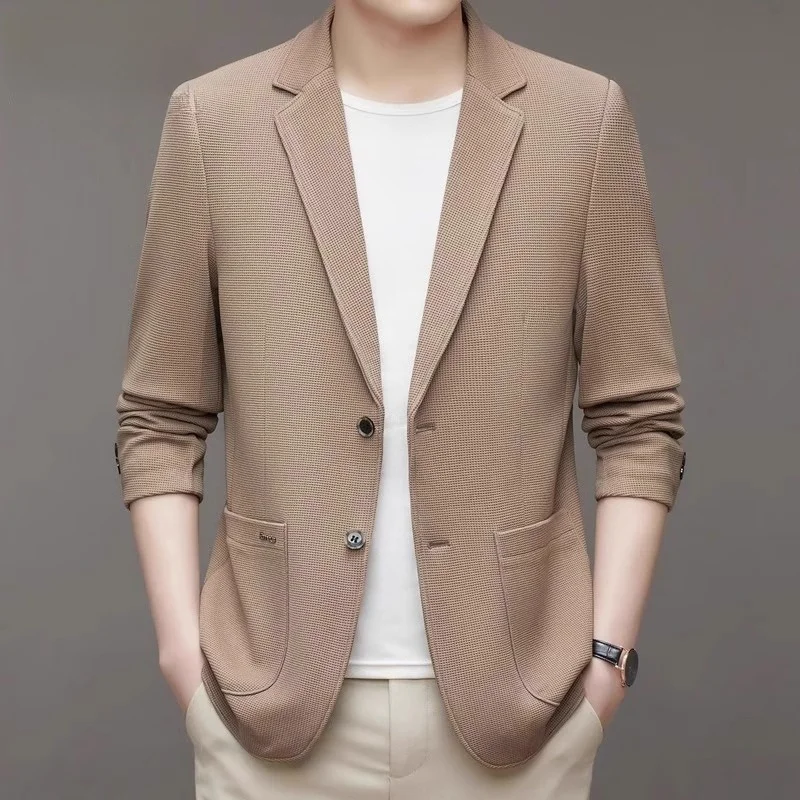 Cartelo Crocodile Waffle Suit Men's Spring and Autumn Business Youth Benxi Tide Solid Outerwear