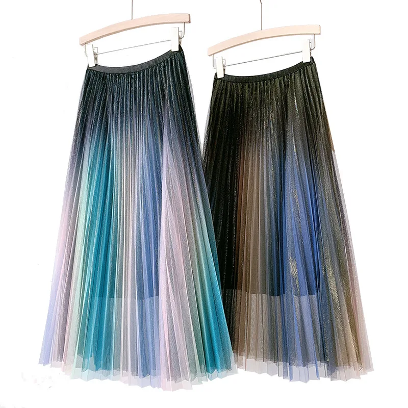 Ослепительное градиентное металлическое Сетчатое газовое платье новая