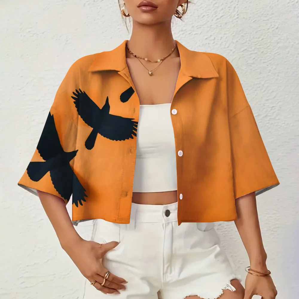 Повседневные женские рубашки и блузки с принтом летучей мыши на Хэллоуин летние