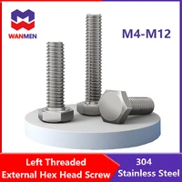 left threaded external hex head screws m4 m5 m6 m8 m10 m12 reverse thread left tooth outer hex head bolts 304 stainless steel