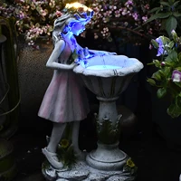 flower fairy statue solar light ornament outdoor courtyard garden decoration resin angel figure sculpture micro landscape decor