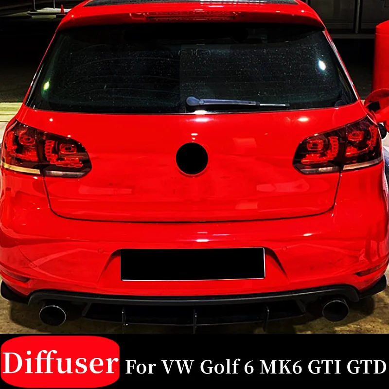 

For 2008-2013 Volkswagen VW Golf 6 MK6 GTI GTD R20 Rear Bumper Diffuser Lip Spoiler Splitter Chin Exterior Accessories Parts
