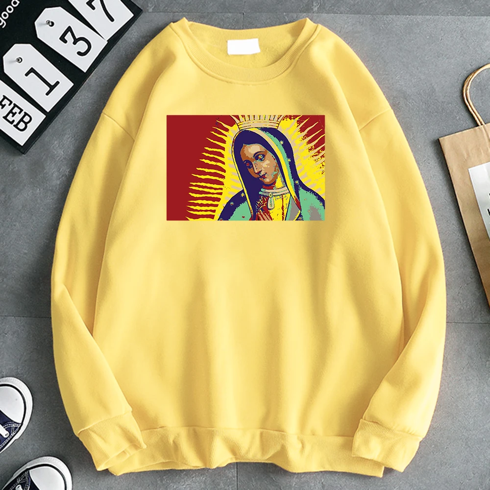 

Our Lady Of Guadalupe Print Men's Hoody Thick Winter Hoodies For Mensfleece Autumn Sweatshirt Oversized Comfortable Streetwear