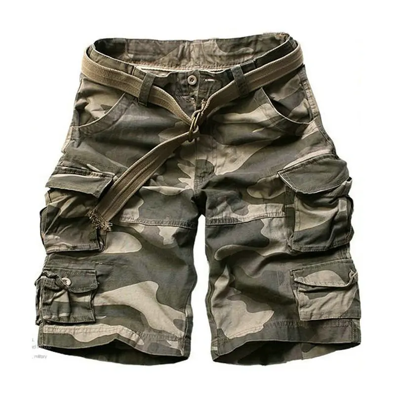 

Summer Fashion Military Cargo Shorts Men High Quality Cotton Casual Mens Shorts Multi-pocket ( Free Belt )
