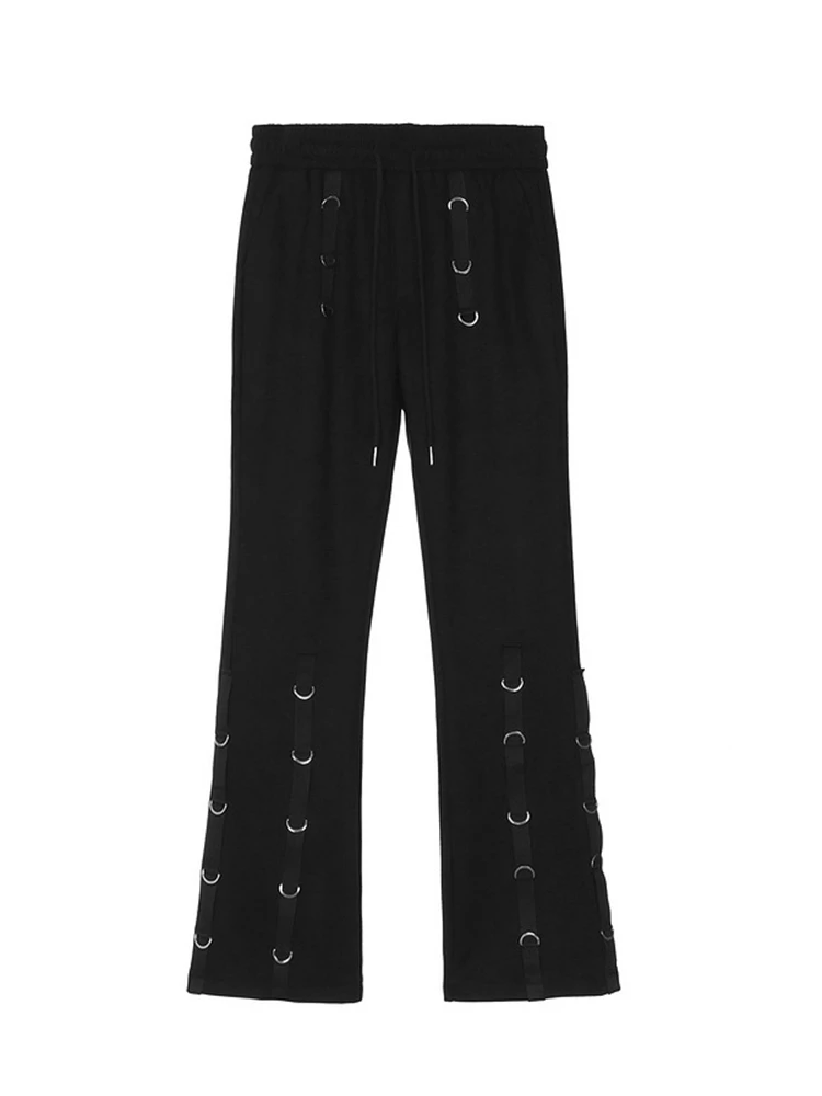 

IEFB Men's White Denim Trousers 2022 New Spring High Street Hip Hop Iron Ring Decorative Horn Jeans Elastic Waist Pants 9A0752