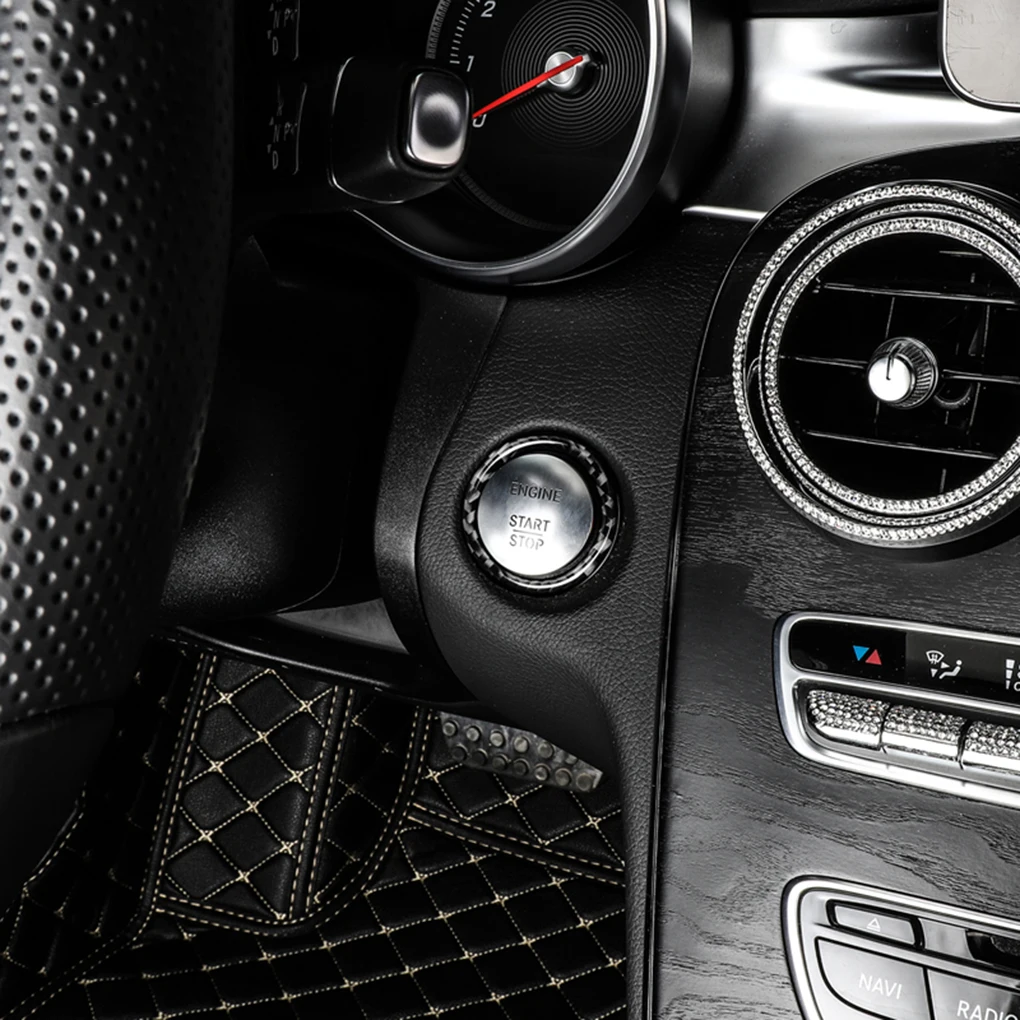 

Carbon Fiber Car Engine Start Stop Ignition Key Ring Sticker for Mercedes C Class W205/w213/GLC