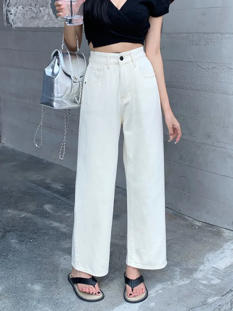 

Джинсы GUUZYUVIZ женские свободные прямые с широкими штанинами, повседневные мешковатые джинсы с завышенной талией, голубые, Y2k, на лето