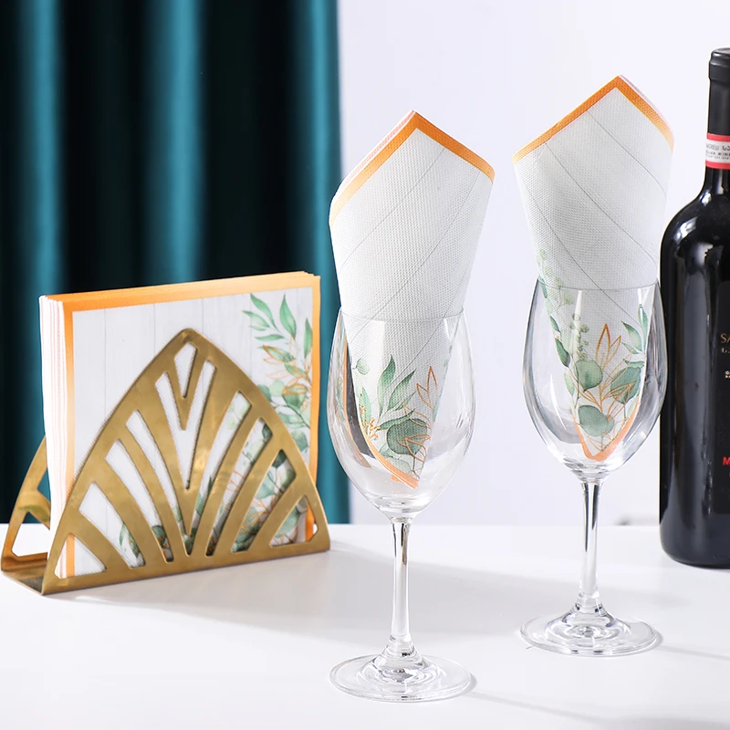 

New Green Wedding Colored Napkins Printed Paper Napkins Wedding Decoration Supplies 20 Wine Glass Folding Paper 2 Ply 33cm