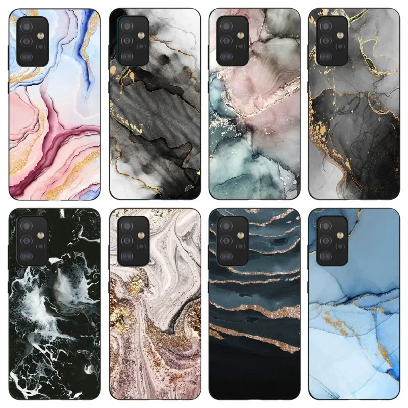 

Чехол для телефона из золотой фольги с мраморным рисунком для Samsung Galaxy S6, S7, S8, S9, S10, S21, S22 Plus, ультрамягкий черный чехол для телефона