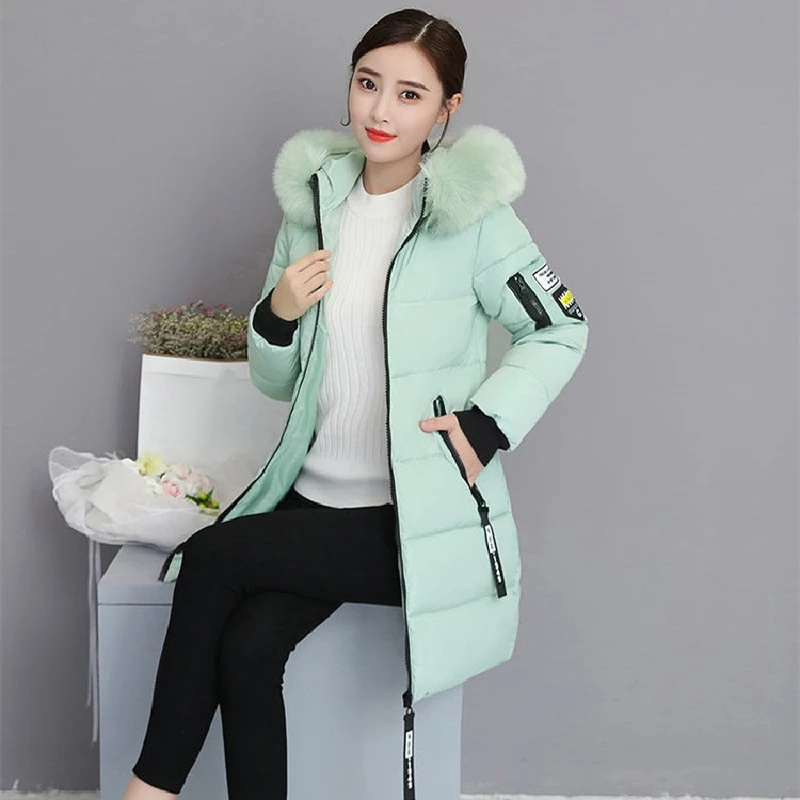 2023 Winter Jacket Hooded Fur Collar Women Parkas Outwear High Quality Parkas Female Slim Paddinh Parka Women Mid-Long Coats