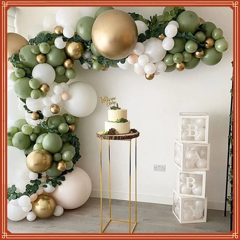 

2023New Style Avocado Green Balloons Garland Arch Kit Retro Green Chorme Gold Latex Globos Birthday Christmas Wedding Party Deco