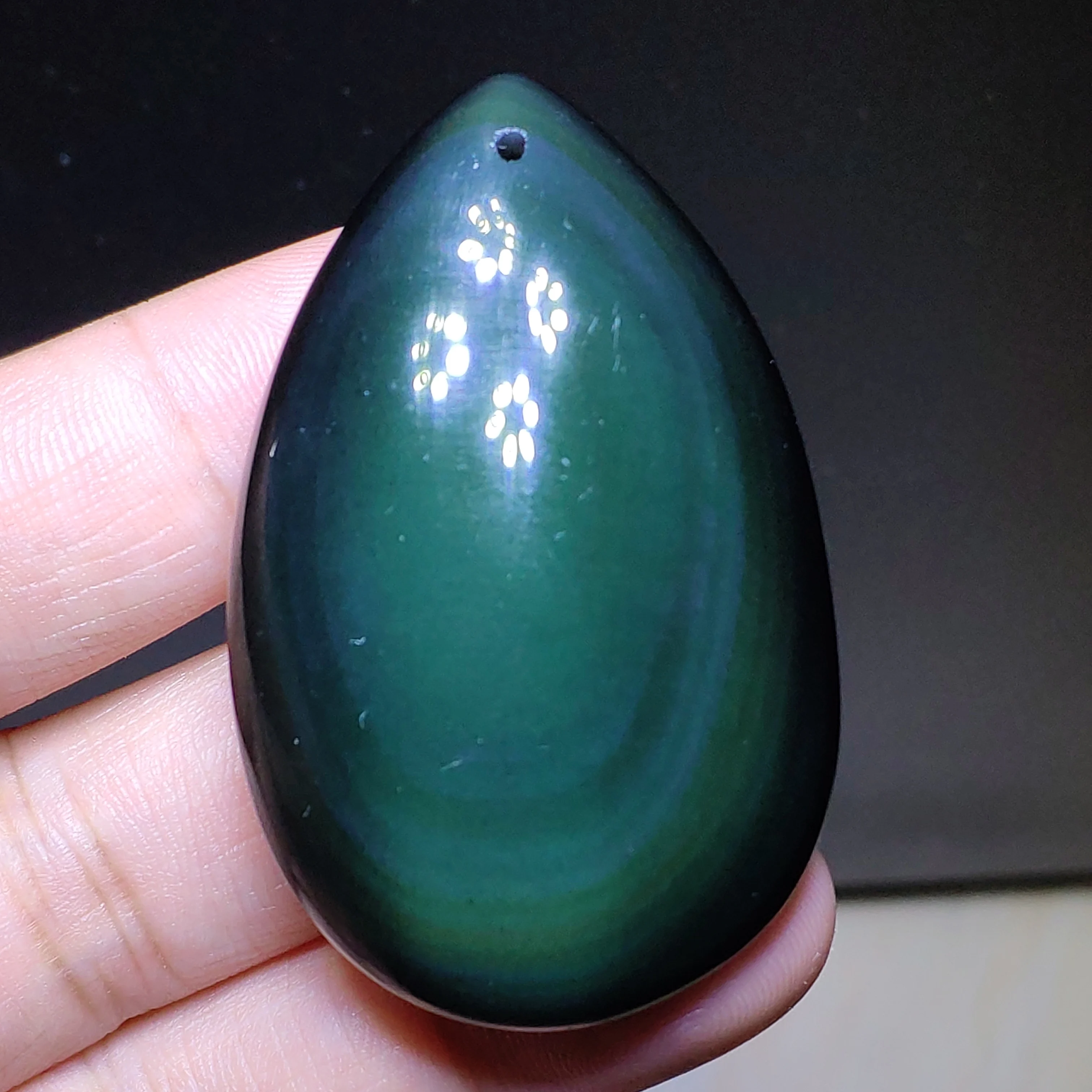 Подвеска в виде капли воды из натурального черного обсидиана большой размер