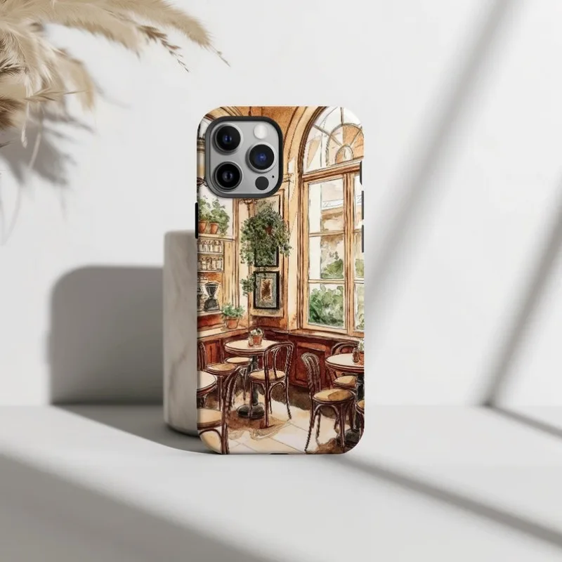 Винтажный чехол для телефона European Café для iPhone 16, 15, 14, 13 ...
