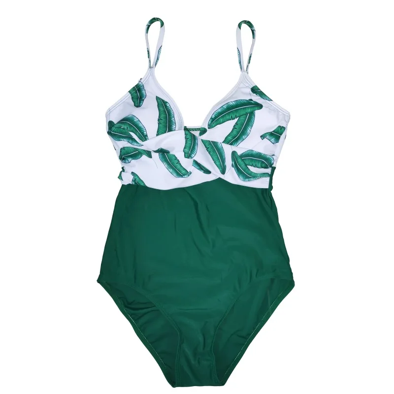 3XL Plus Size Leaf Print One Piece Swimwear Women Pregnant Summer Bathing Suit Premama Beachwear Maternity One-Piece Swimsuits enlarge