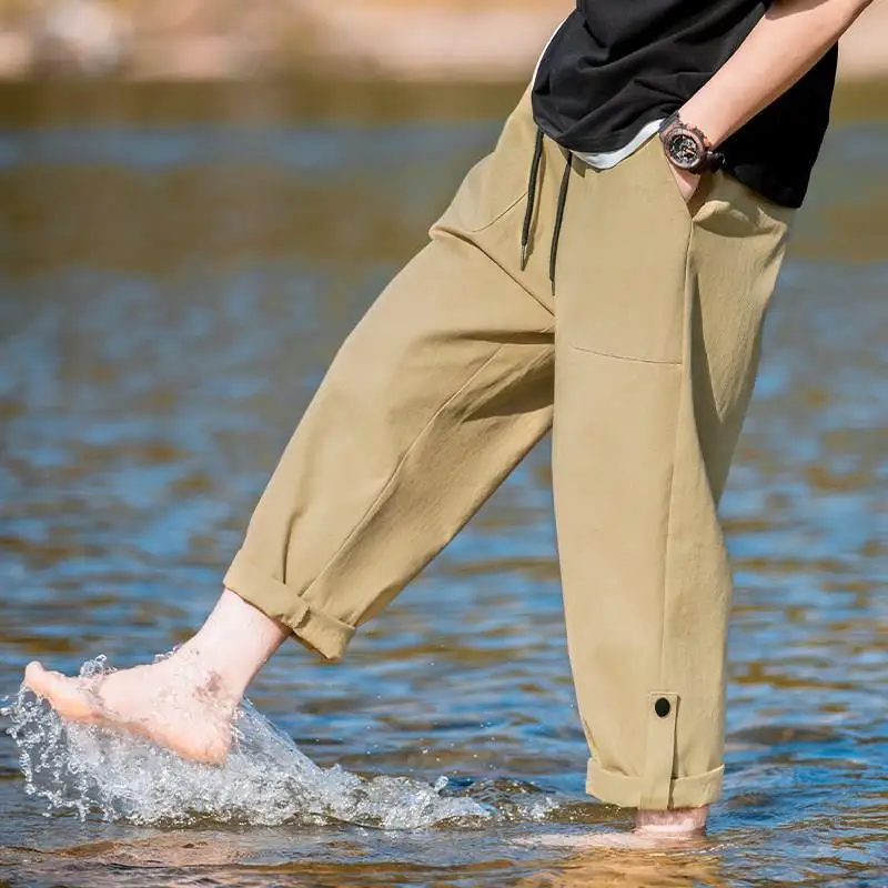 

Мужские повседневные брюки, Новинка весна-осень 2023, мужские Свободные Комбинезоны, трендовые девять точечных брюк, эксклюзивная одежда, простой стиль