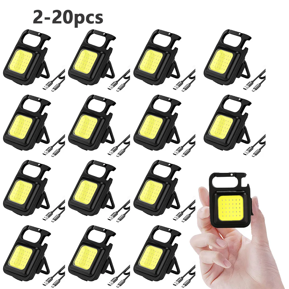 

1-20PCS Mini LED Flashlight Portable USB Rechargeable Work Light Bright Keychain Light Small Pocket Flashlights For Outdoor