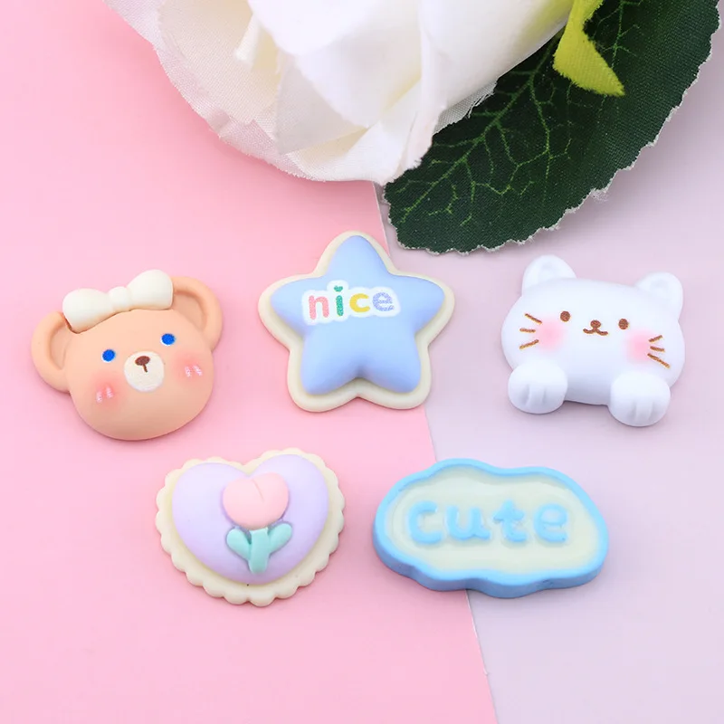

10Pcs Cute Resin Cabochons Flatbacks Scrapbooking Star Heart Bunny Phone Decor DIY Jewelry Craft Miniature Dollhouse Accessories