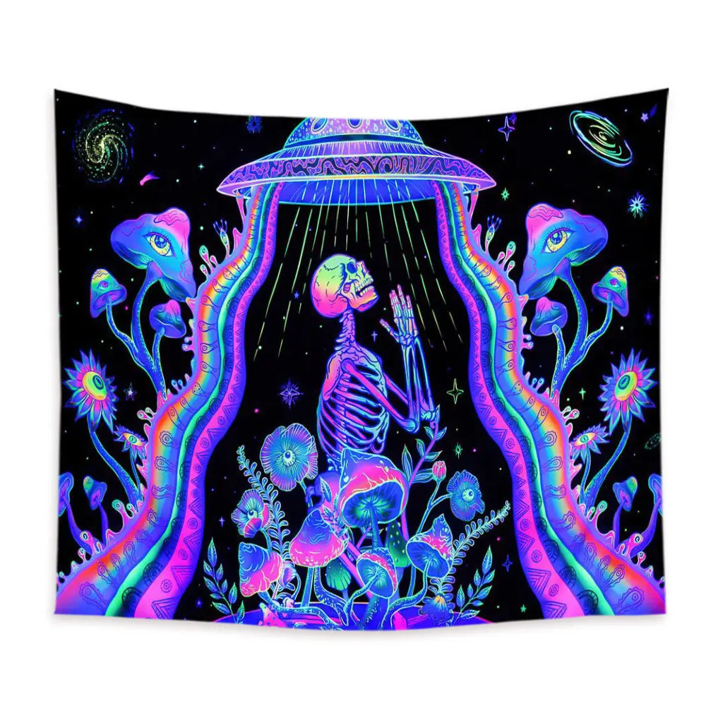 

Большого размера тканевый настенный психоделический гобелен настенная Ткань Домашний Декор коврик с изображением черепа