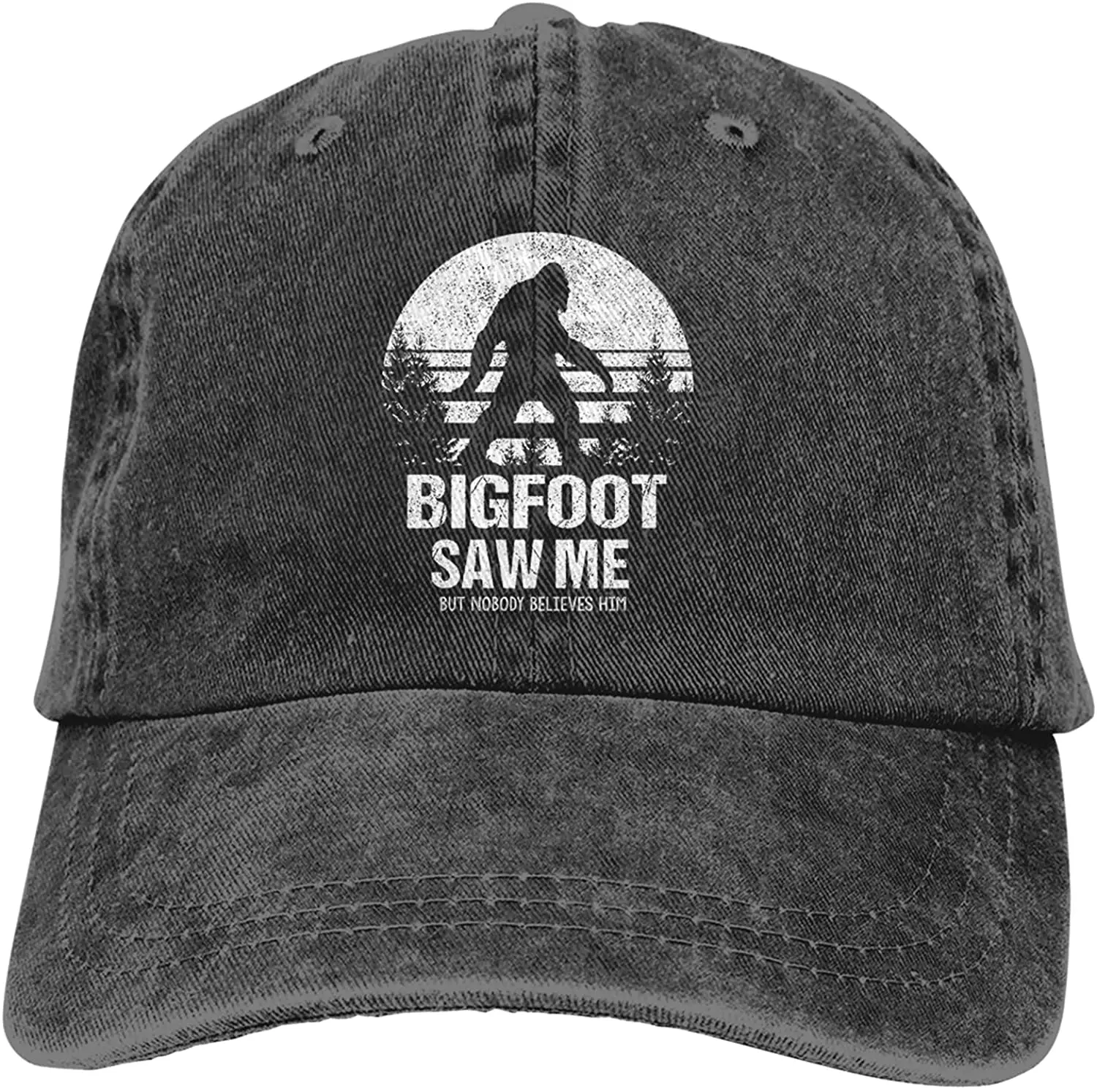 

Черная бейсболка Bigfoot Saw Me в винтажном стиле для мужчин и женщин, забавная Регулируемая шляпа для мальчиков и девочек, будьте добры