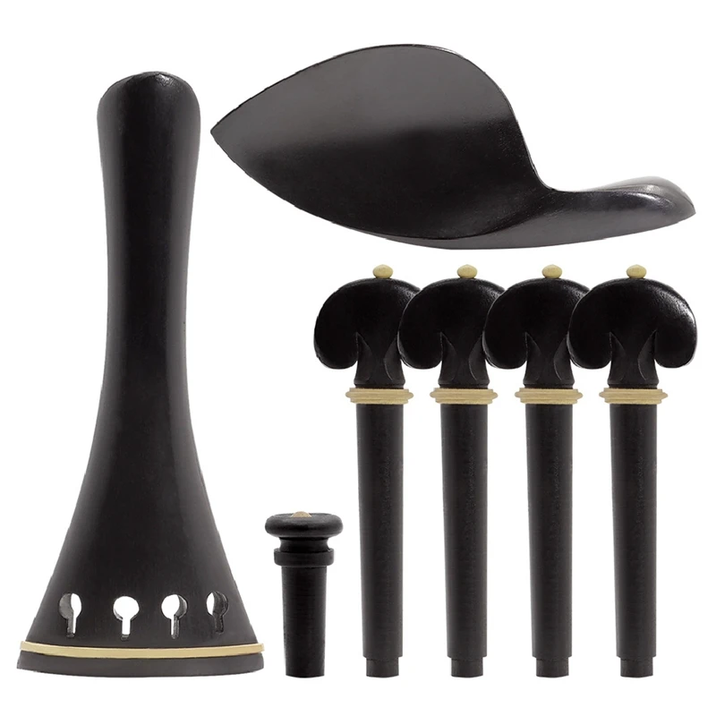 

Ebony Wood Violin Pegs Chin Rest Violin Chinrest End Pin Tuner Tailpiece Set 4/4 Violin Replacement Parts Accessories