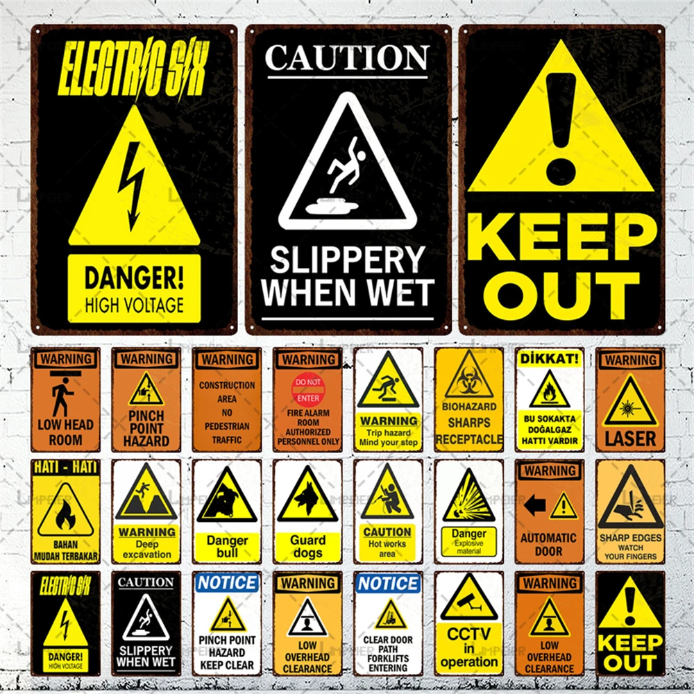 Металлическая табличка для защиты от животных, осторожно скользит, когда влажная Жестяная Табличка, металлическая наклейка для стен, декоративная наклейка