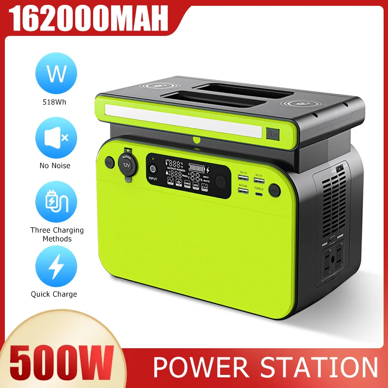 

500W 110V Portable Solar Generator 518Wh 162000mAh Power Station Emergency Power Supply Pure Sine Wave with DC / AC Inverter