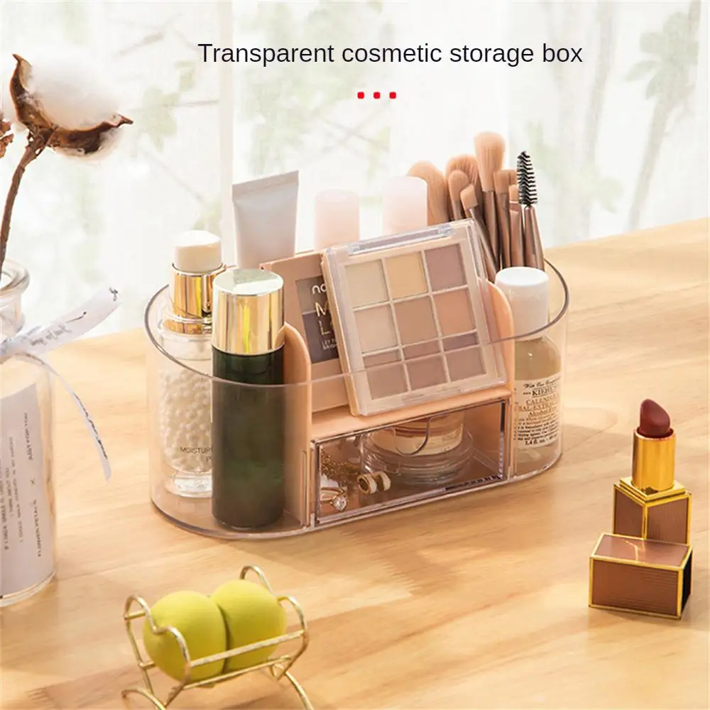

Plastic Makeup Organizers Bins Desktop Storage Box Cosmetic Jewelry Display Case Desktop Gadgets Container Boxes Organizer Can