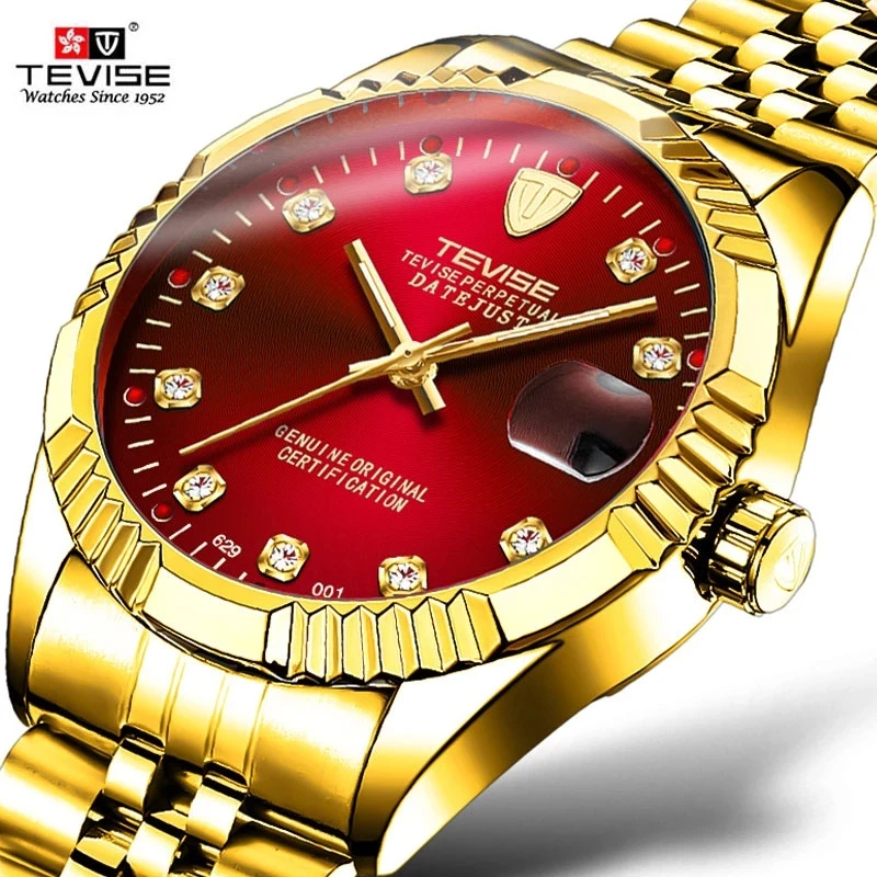 

Drop Shipping TEVISE Brand Luxury Men Automatic Watch Man Tourbillon Mechanical Watches Movement Gold Clock Relogio Masculino