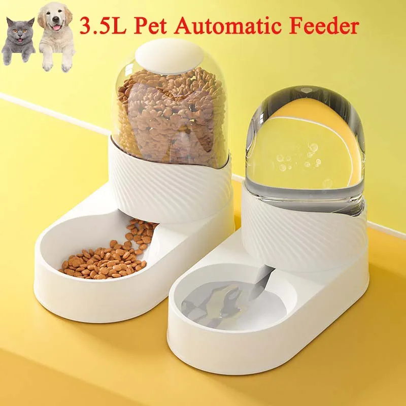 

Automatic Cat Feeder Water Dispenser Pet Feeding Food Container Bowl 3.5L Large Capacity Plastic Solid Vertical Dog Supplies