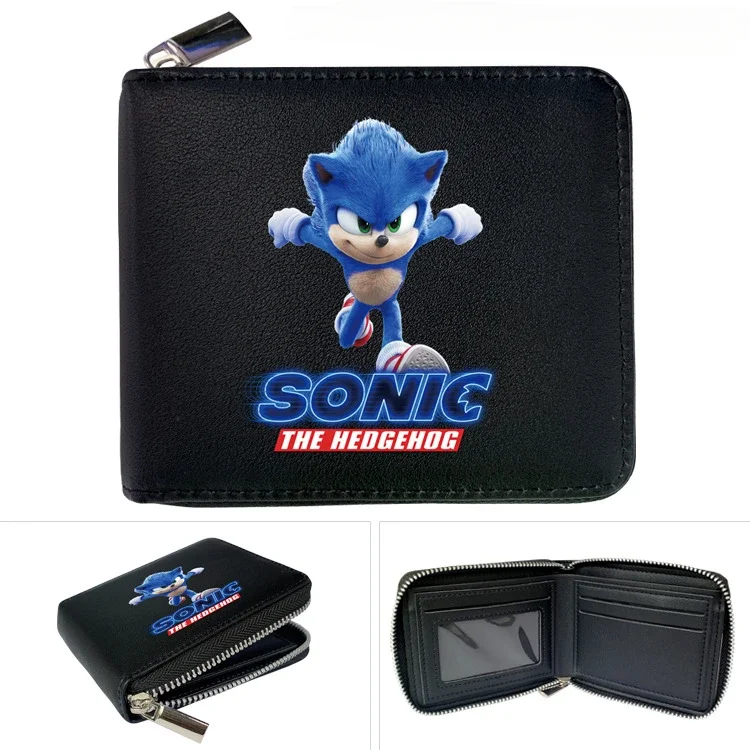 

Sonic Anime Peripheral Zipper Wallet Coin Purse Two-dimensional Cartoon Half-fold Short Wallet Bag Card Bag