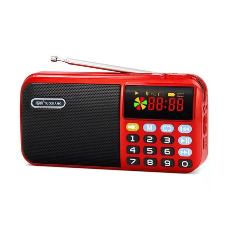 Портативный FM-радиоприемник C-803, Мини Портативный цифровой USB TF MP3-плеер, светодиодный фонарик с 2 перезаряжаемыми батареями 18650